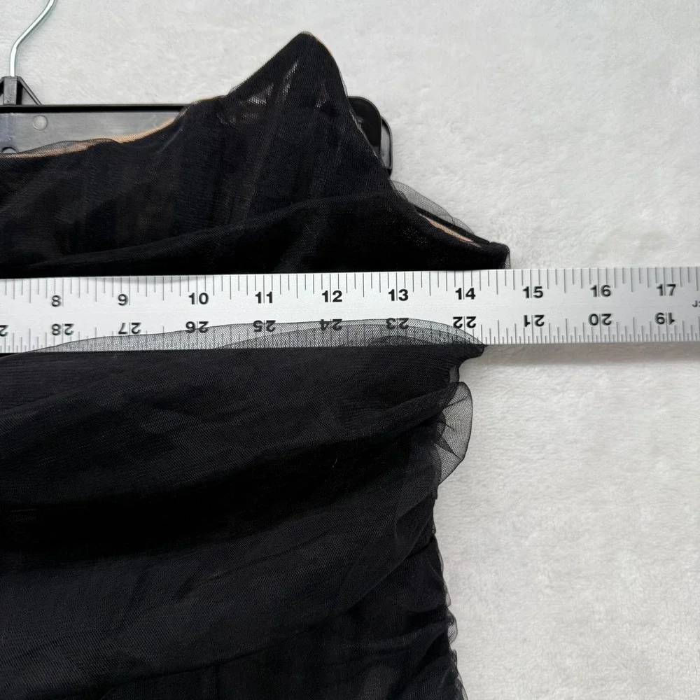 White Fox Mini Dress‎ Black Tulle Strapless Ruched Party Cocktail Size L